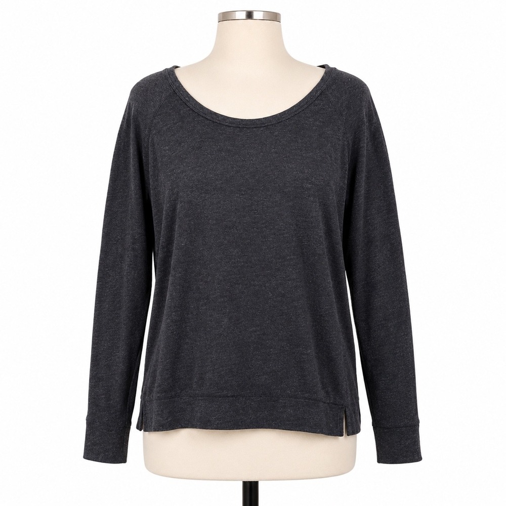 James Perse Standard Cropped Raglan Pullover Charcoal Women XL Size 4 Top Casual